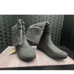 St. John's Bay Gray Ankle Boots with Suede Finish